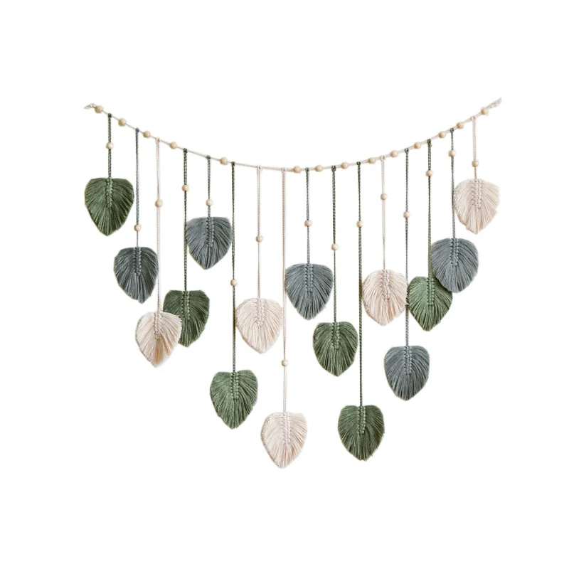 Nordic Handmade Woven Leaf Tapestry Bohemian Photo Homestay Bedroom Children's Room Background Wall Wall Decorations