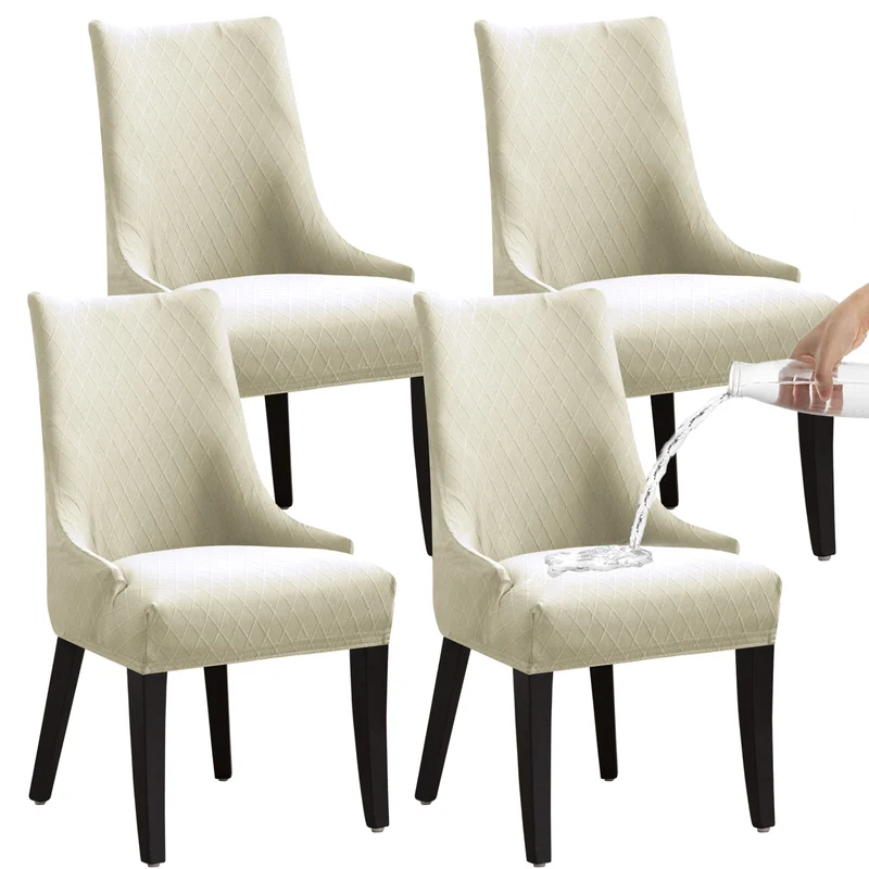 Cross-border hot sale rhombus jacquard waterproof small armchair cover solid color one-piece elastic chair cover dining chair cover wholesale