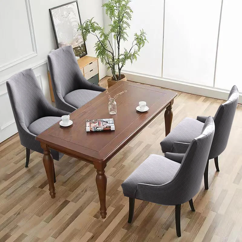 Cross-border hot sale rhombus jacquard waterproof small armchair cover solid color one-piece elastic chair cover dining chair cover wholesale