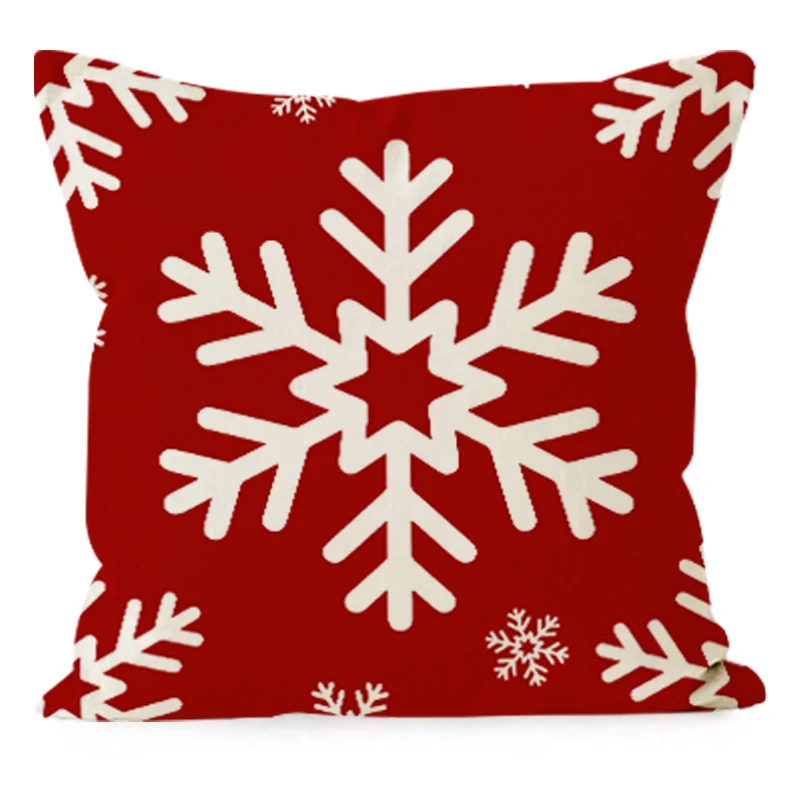 Christmas Pillow Case Red Christmas Tree Snowflake Printed Pillow Case Holiday Sofa Decorative Cushion Cover Wholesale