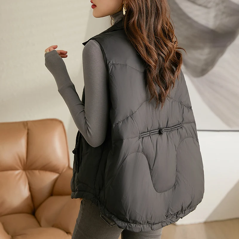 European Style Casual Loose Sleeveless down Cotton Vest Jacket for Women 2025 Winter Outerwear Vest Trendy