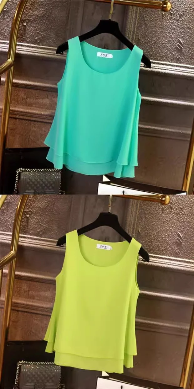 Chiffon Inner Double Small Camisole Black Sleeveless Top Base Shirt Women's Outer Wear Inner Wear Loose Chiffon Shirt