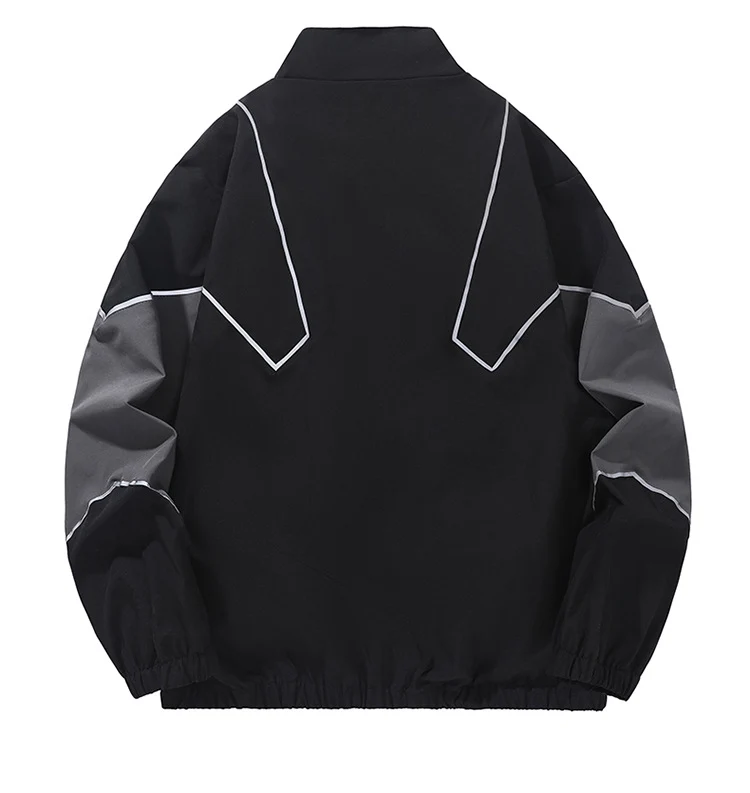 Russian Foreign Trade Trendy Brand Reflective Patchwork Stand-Up Collar Jacket Spring and Autumn Loose Sports Casual Jacket for Men
