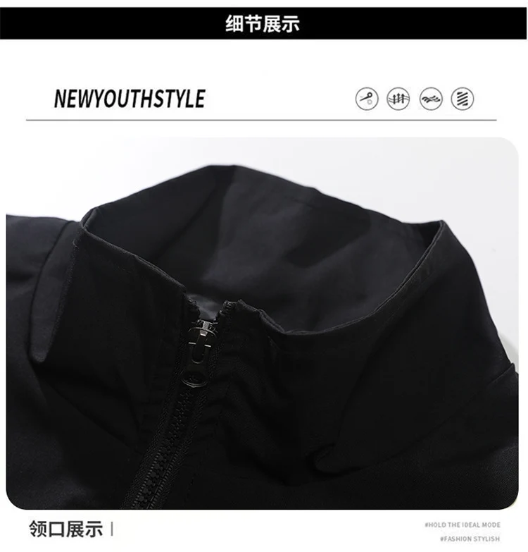 Russian Foreign Trade Trendy Brand Reflective Patchwork Stand-Up Collar Jacket Spring and Autumn Loose Sports Casual Jacket for Men