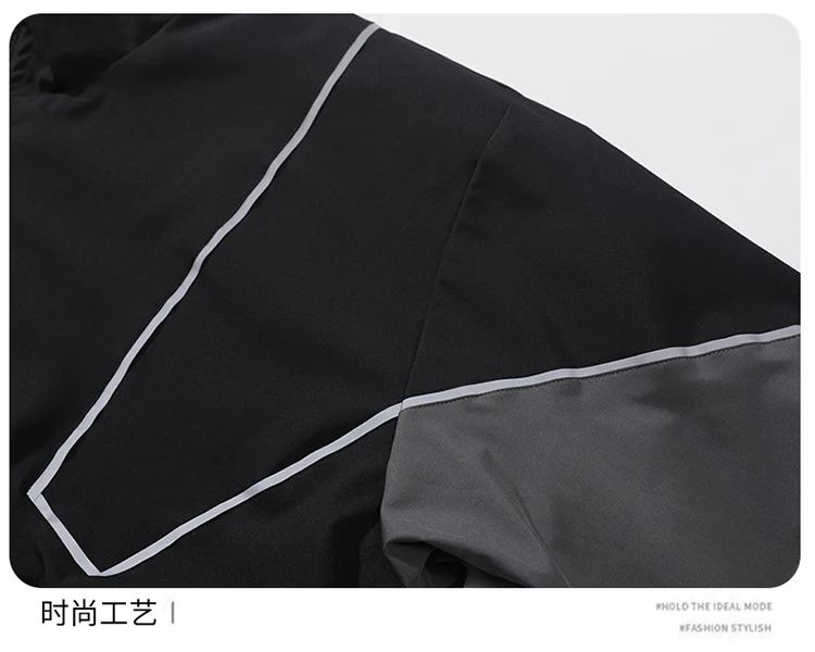 Russian Foreign Trade Trendy Brand Reflective Patchwork Stand-Up Collar Jacket Spring and Autumn Loose Sports Casual Jacket for Men