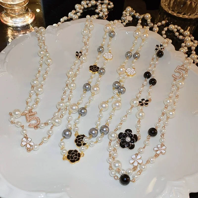 Light Luxury and High-End Multi-Layered Pearl Sweater Chain, Feminine, Simple, Long Autumn and Winter Necklace, Alloy Accessories, Jewelry