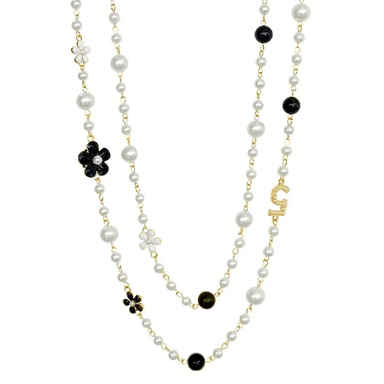 Light Luxury and High-End Multi-Layered Pearl Sweater Chain, Feminine, Simple, Long Autumn and Winter Necklace, Alloy Accessories, Jewelry
