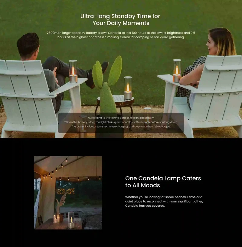 Yeelight Rechargable Candle Lamp Yellow LED Night Light Atmosphere Light Stepless Dimming Nightstand Lamp for Bedroom