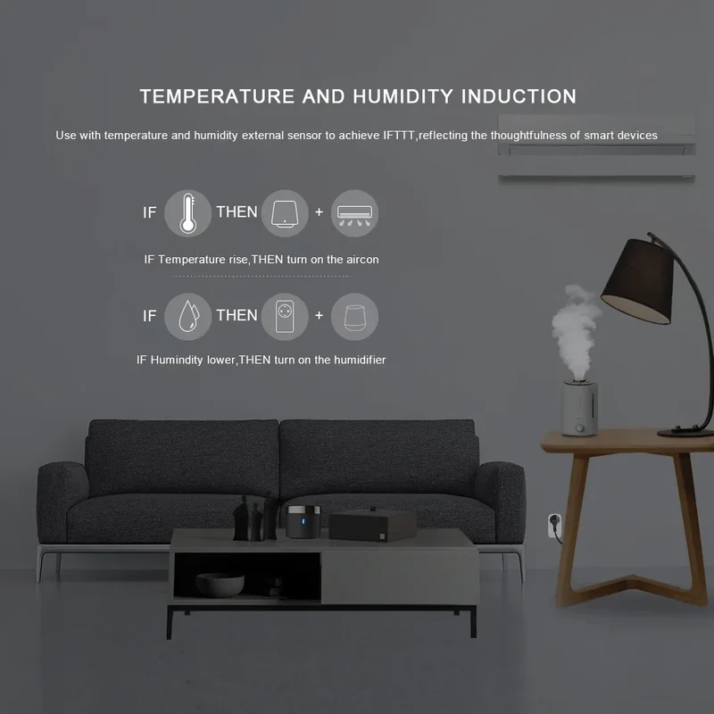 Broadlink RM4 MINI IR Remote Controller Air Conditioning TV Set-top Box Temperature Humidity Sensor HTS2 with Alexa