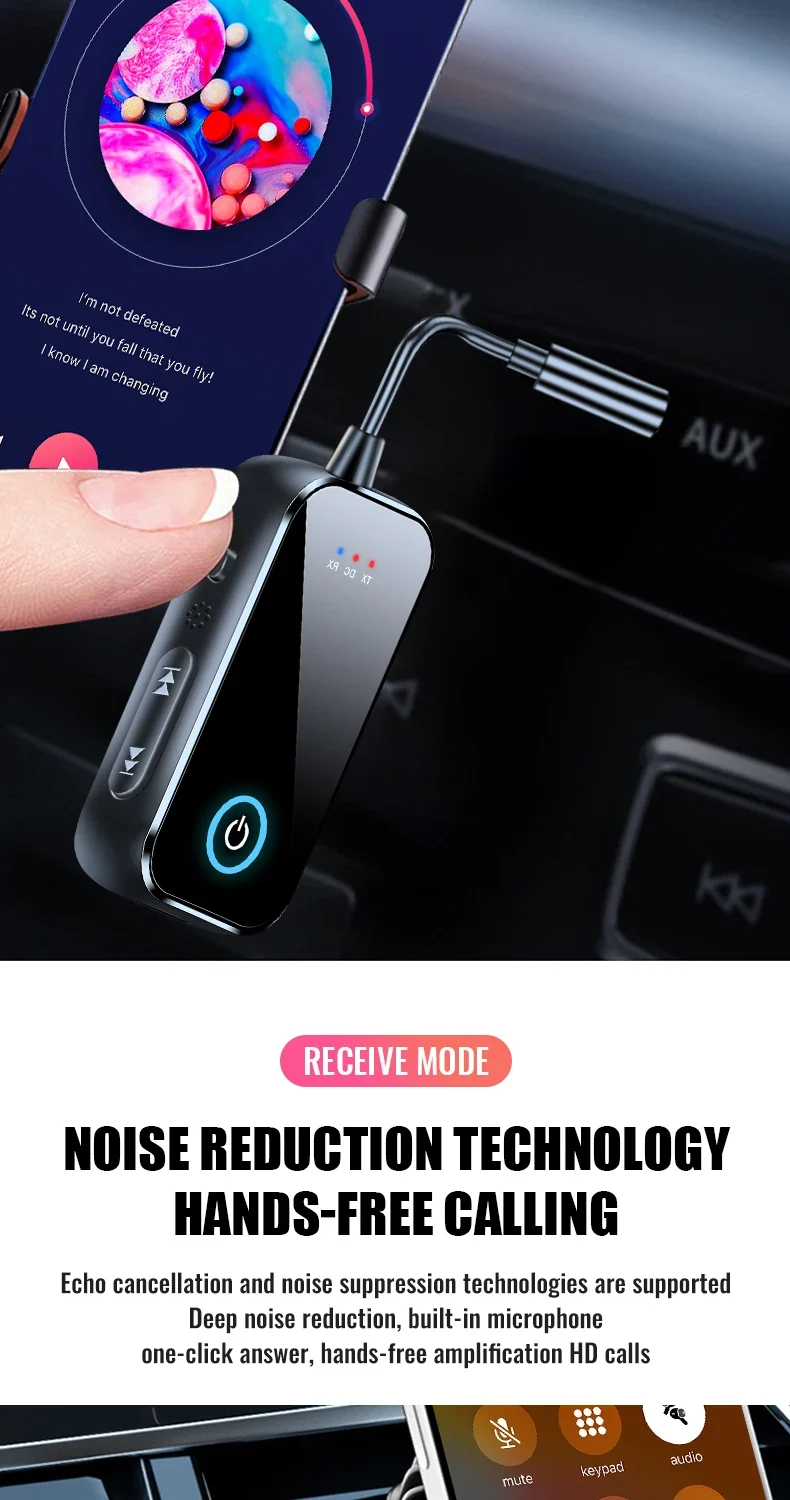 Upgraded Bluetooth 5.4 AUX Receiver Transmitter 3.5MM With Mic HiFi Stereo Music Wireless Audio Adapter For TV PC Airplane Car