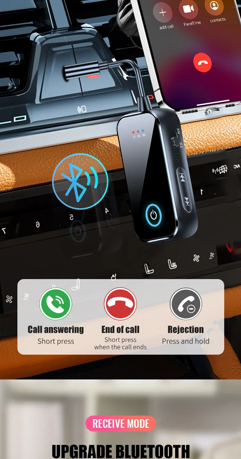 Upgraded Bluetooth 5.4 AUX Receiver Transmitter 3.5MM With Mic HiFi Stereo Music Wireless Audio Adapter For TV PC Airplane Car
