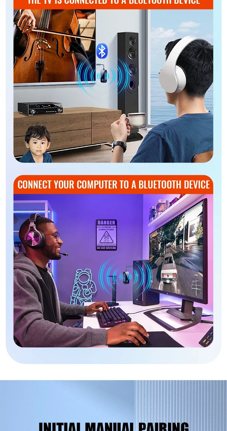Upgraded Bluetooth 5.4 AUX Receiver Transmitter 3.5MM With Mic HiFi Stereo Music Wireless Audio Adapter For TV PC Airplane Car