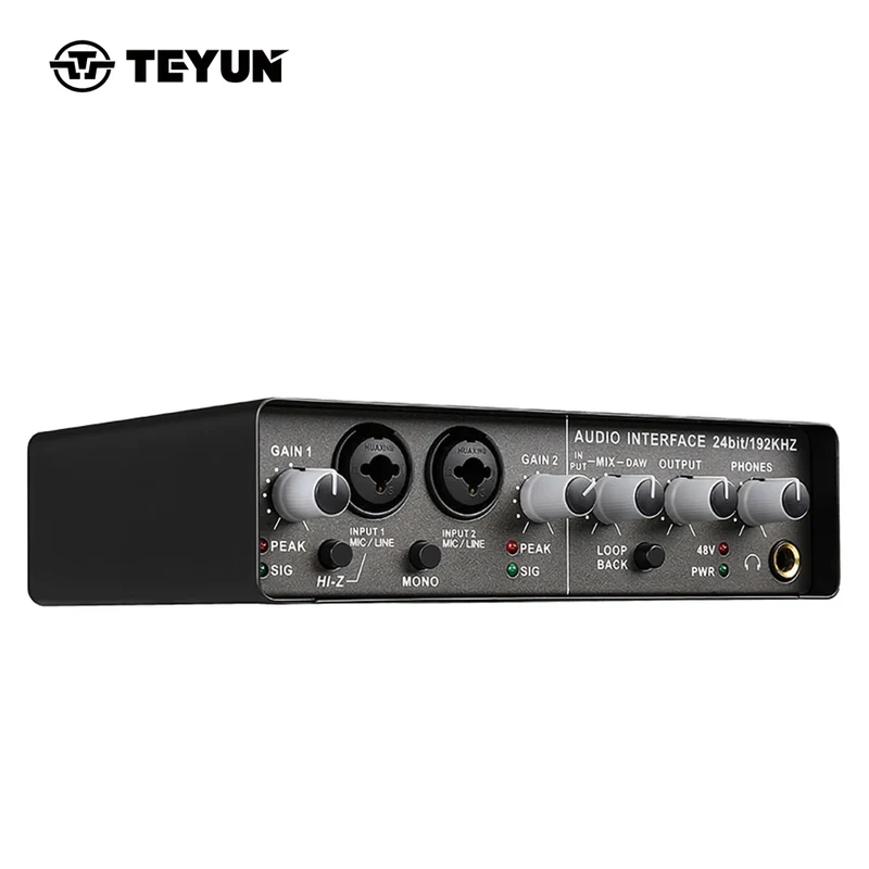 TEYUN Q-24 Q-22 Q-12 Professional Sound Card Audio Mixer Channel Monitoring Electric Guitar Live Recording For Studio Singing