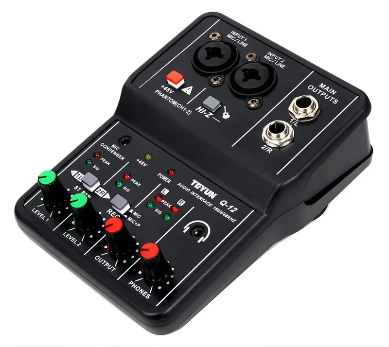 TEYUN Q-24 Q-22 Q-12 Professional Sound Card Audio Mixer Channel Monitoring Electric Guitar Live Recording For Studio Singing