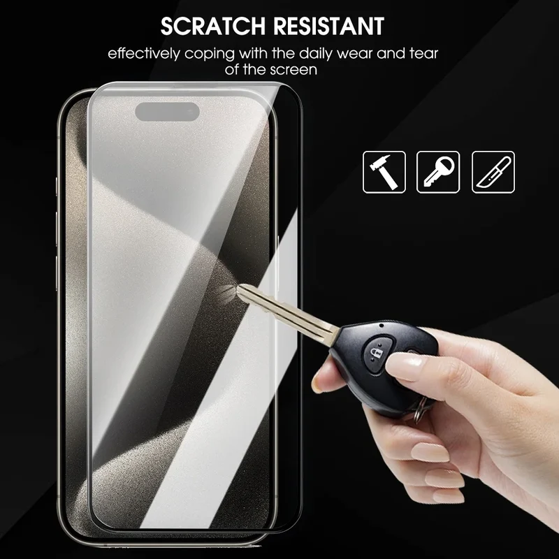 1-4Pack Tempered Glass Screen Protector For iPhone 15 Pro Max 15Pro 15Plus Anti-scratch Protective Film with Easy Install Kit