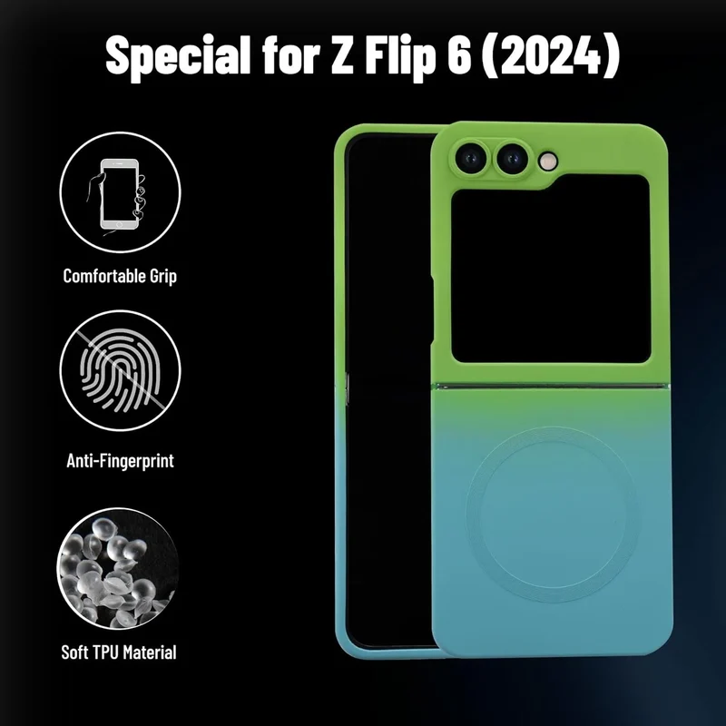 Luxury Gradient Case for Samsung Galaxy Z Flip 8 7 6 5 4 3 Soft Silicone Magnetic Charging Cover for Samsung ZFlip 6 7 8