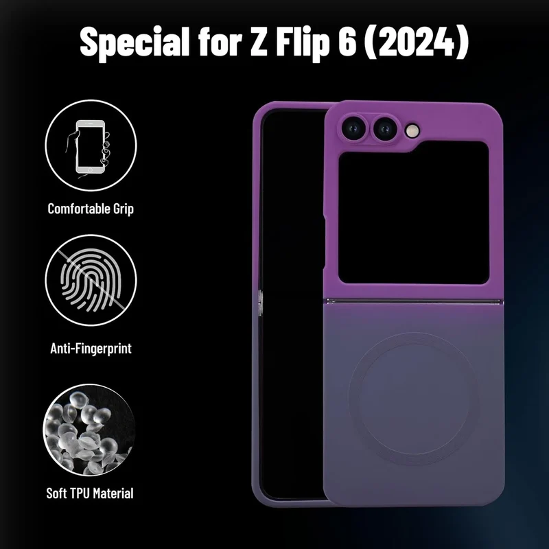 Luxury Gradient Case for Samsung Galaxy Z Flip 8 7 6 5 4 3 Soft Silicone Magnetic Charging Cover for Samsung ZFlip 6 7 8