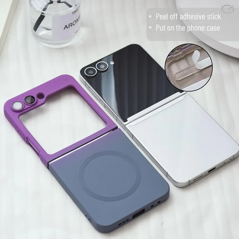 Luxury Gradient Case for Samsung Galaxy Z Flip 8 7 6 5 4 3 Soft Silicone Magnetic Charging Cover for Samsung ZFlip 6 7 8
