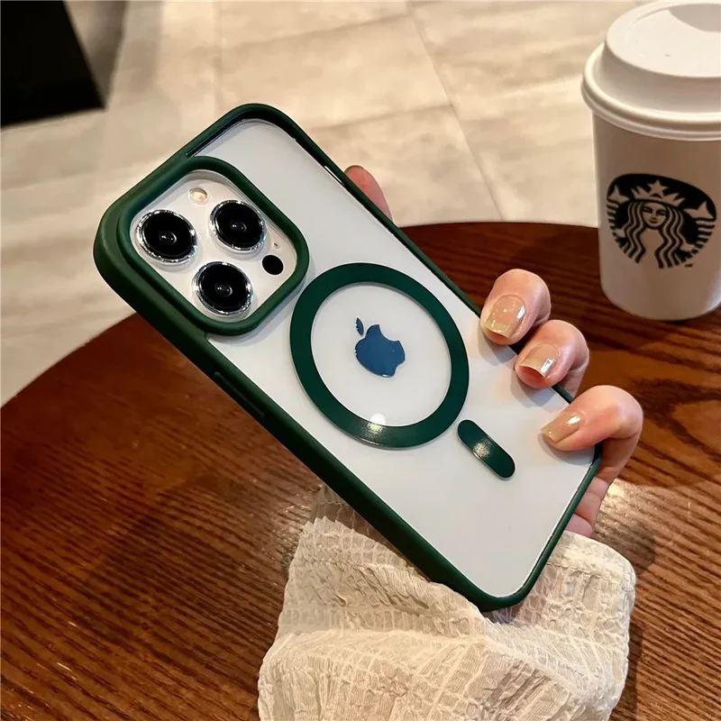 Luxury Magsafe Wireless Charge Phone Case for iPhone 16 15 14 Plus 13 12 11 Pro Max Mini Magnetic Soft Bumper Transparent Cover