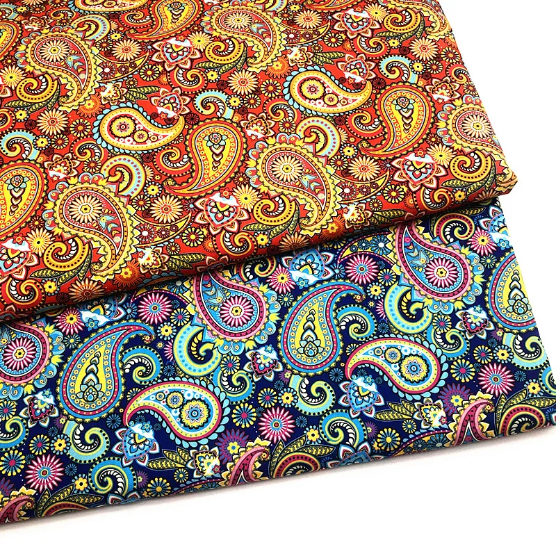 Hot Sale Precut 3yards /PCS Paisley Printed Fabric Polyester Cotton Blended for DIY Sewing Projects Sale by 3yards