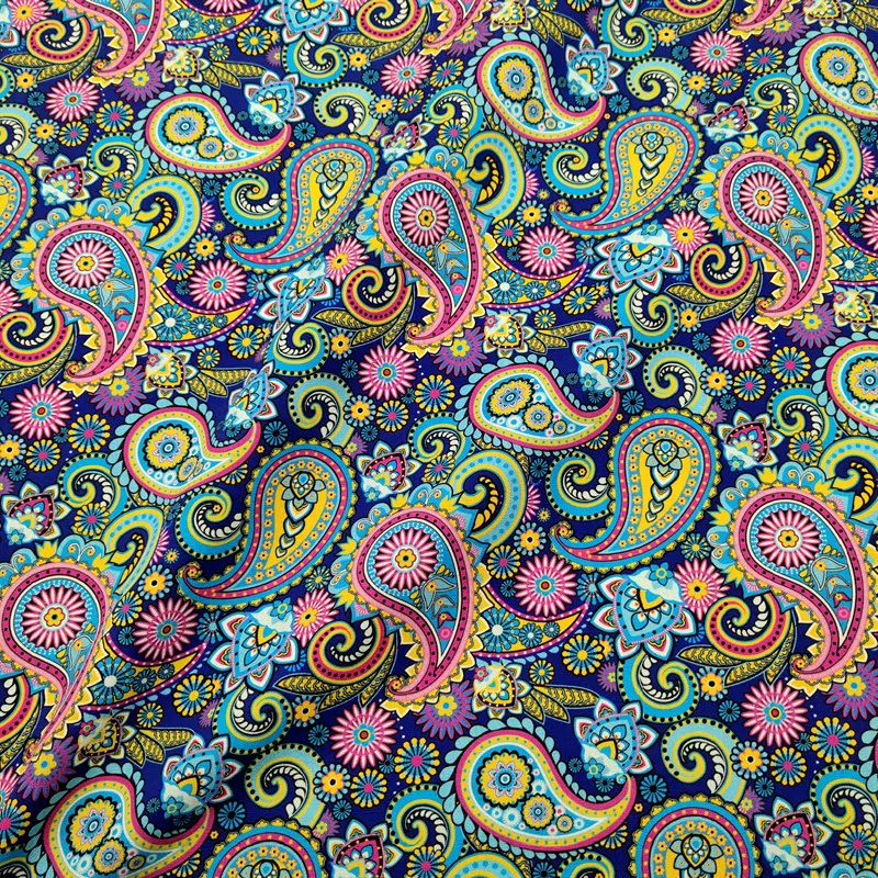 Hot Sale Precut 3yards /PCS Paisley Printed Fabric Polyester Cotton Blended for DIY Sewing Projects Sale by 3yards