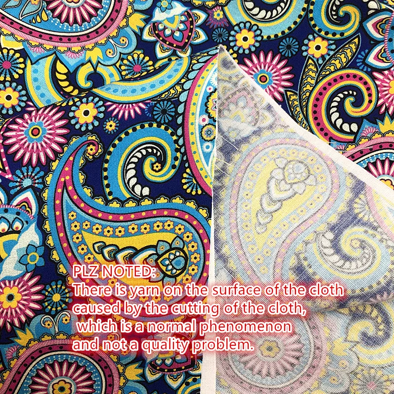 Hot Sale Precut 3yards /PCS Paisley Printed Fabric Polyester Cotton Blended for DIY Sewing Projects Sale by 3yards