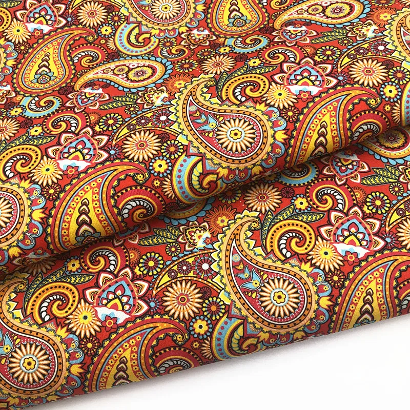 Hot Sale Precut 3yards /PCS Paisley Printed Fabric Polyester Cotton Blended for DIY Sewing Projects Sale by 3yards