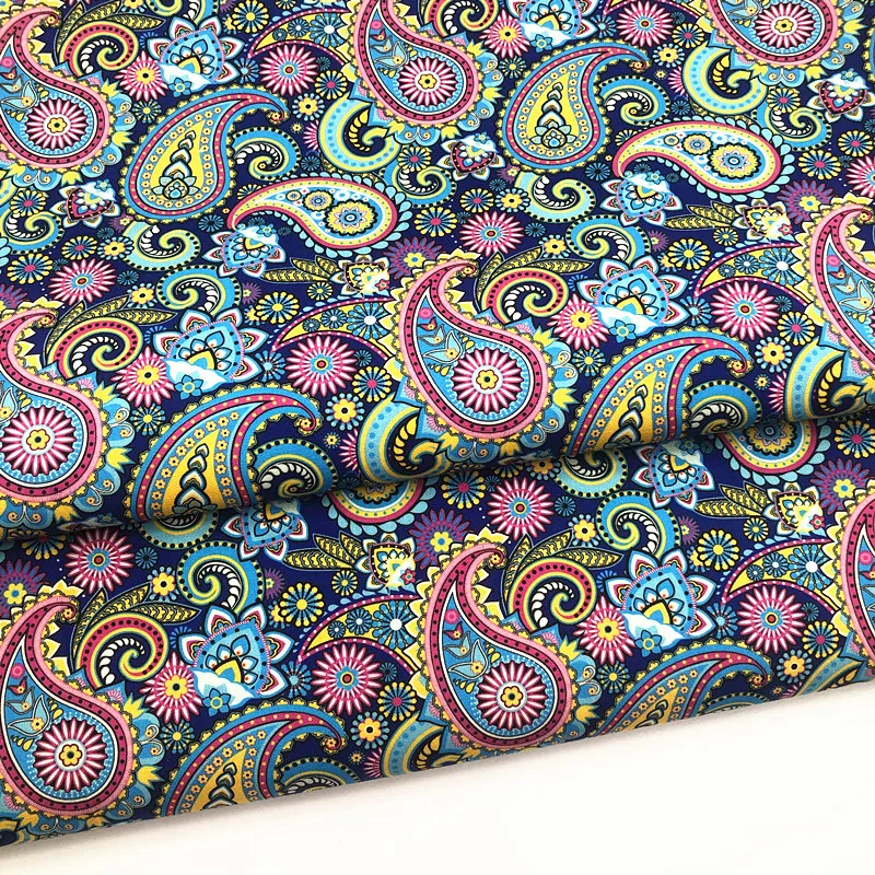 Hot Sale Precut 3yards /PCS Paisley Printed Fabric Polyester Cotton Blended for DIY Sewing Projects Sale by 3yards