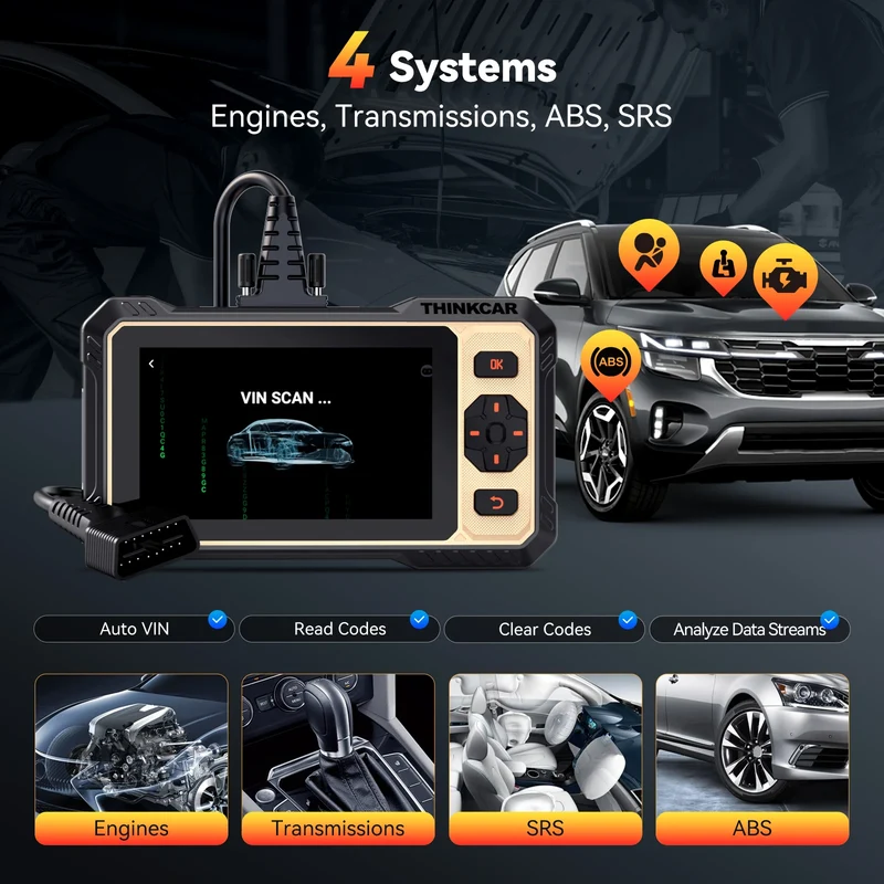 THINKCAR THINKSCAN 662 Bi-directional OBD2 Diagnostic Tool ECM/Transmission/ABS/SRS 12 Reset Lifetime Free Diagnosis Scanner