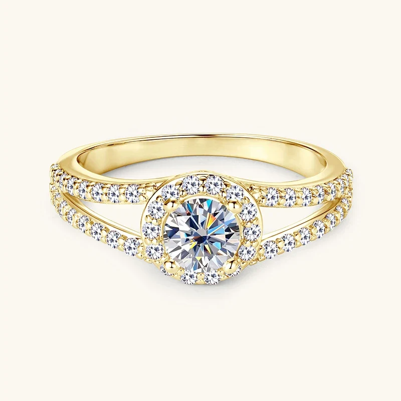 Free Shipping Wholesale Ring 14K Gold Filled Fashion Zircon Fork Ring Women Luxury Engagement Jewelry Ring Accessories Gifts