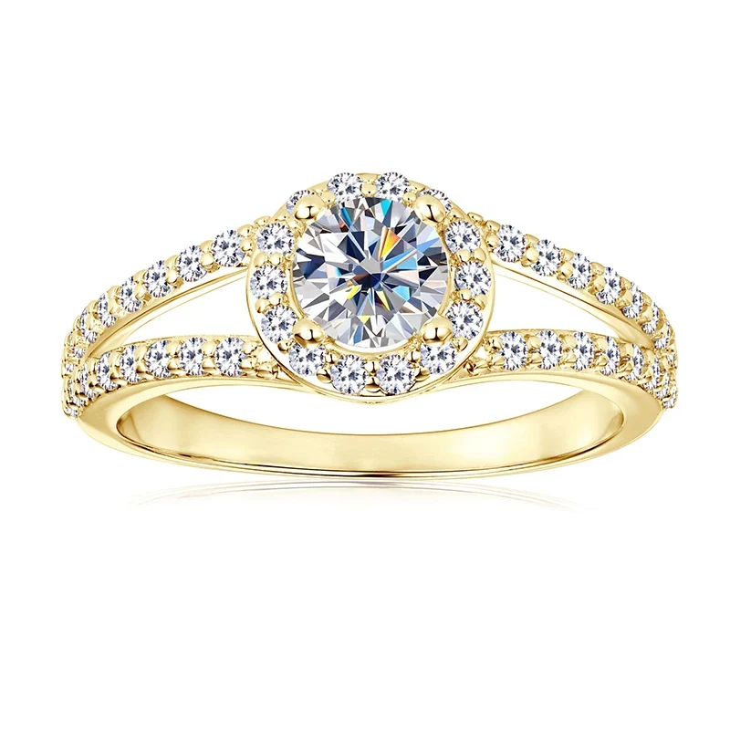 Free Shipping Wholesale Ring 14K Gold Filled Fashion Zircon Fork Ring Women Luxury Engagement Jewelry Ring Accessories Gifts