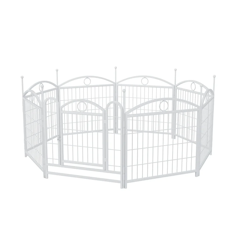 Heavy Duty Indoor/Outdoor Dog Playpen with Button Closure Solid Pattern Metal Pet Fence Exercise Pen with Doors for Puppies Dogs