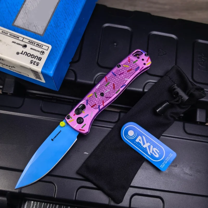 535 - Colored Aluminum Alloy Handle Folding Knife, Camping and Tactical Pocket Knife, in Stock in the United States