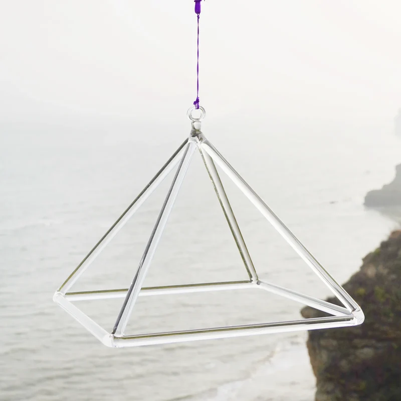Hye-eun 3-10inch Clear Crystal Singing Pyramid Sound Energy Healing Instruments Quartz Triangular Tower Yoga Meditation