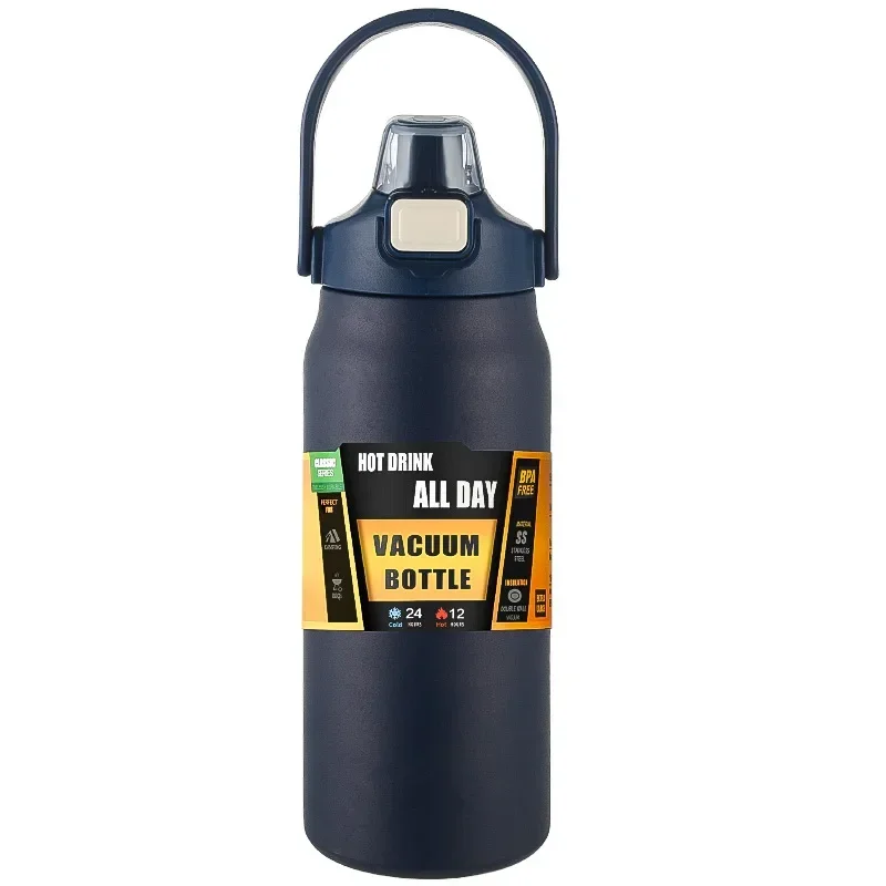 Outdoor Thermos Portable 304 Stainless Steel Thermal Mug, Vacuum Flask Cold & Hot Sports Water Bottle with Straw