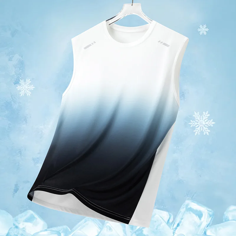 Summer Marathon Quick Dry Vest Men's Fitness Lightweight Breathable Ice Vest Men Running Moisture-Absorbent Mesh Sports Vest