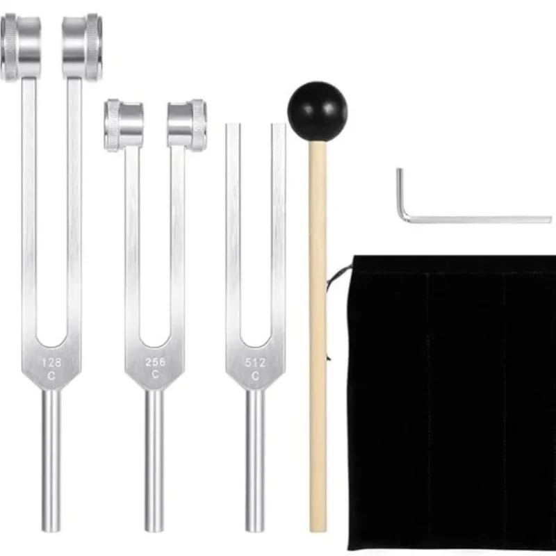 128 /512Hz Chakra Healing MassageTuning Fork Set,Aluminum Alloy Tuning Forks Used for Sound Therapy Yoga Meditation Accessory