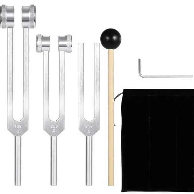 128 /512Hz Chakra Healing MassageTuning Fork Set,Aluminum Alloy Tuning Forks Used for Sound Therapy Yoga Meditation Accessory