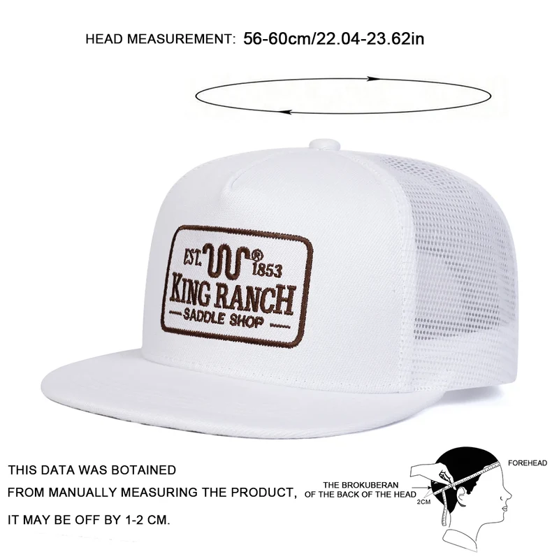 Unisex KING RANCH Embroidery Hip-hop Net Hats Spring Summer Outdoor Adjustable Casual Baseball Caps Sunscreen Hat Sports Cap