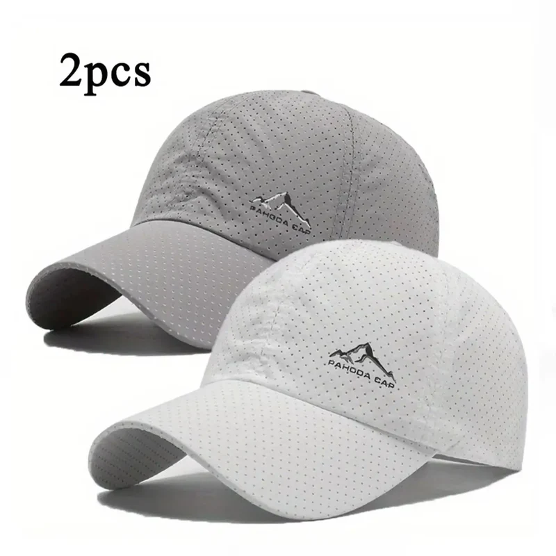 2pcs Sports Baseball Cap, Snow Mountain Print, Quick-drying, Spring Summer Leisure, D Suitable for Both Men and Women