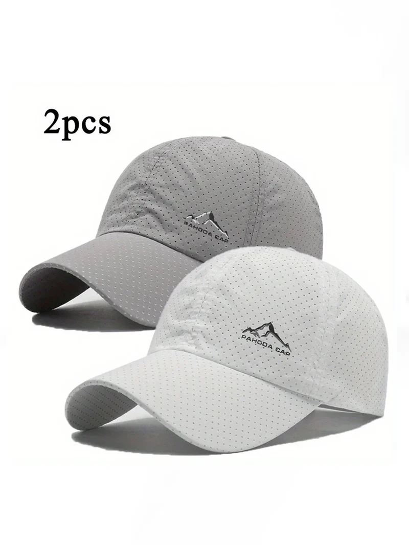 2pcs Sports Baseball Cap, Snow Mountain Print, Quick-drying, Spring Summer Leisure, D Suitable for Both Men and Women