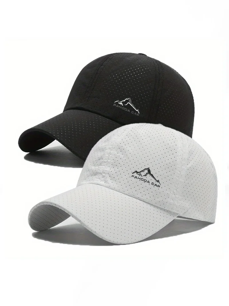 2pcs Sports Baseball Cap, Snow Mountain Print, Quick-drying, Spring Summer Leisure, D Suitable for Both Men and Women