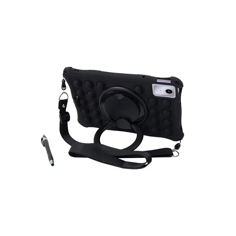 Silicone Case for Lenovo Tab M11 11 inch TB331FC TB330FU Decompression Bubble Rotating Bracket Cover with Shoulder Strap & Pen