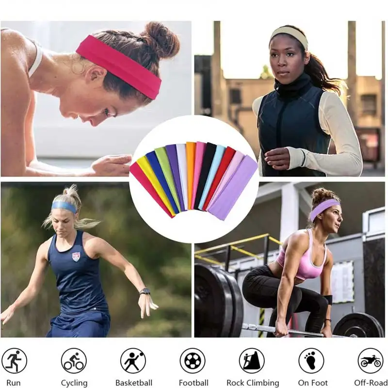 7Pcs Solid Color High Elasticity Headbands Yoga Exercise Headband Hair Accessories Sweat Absorbing Wide Edge Headband