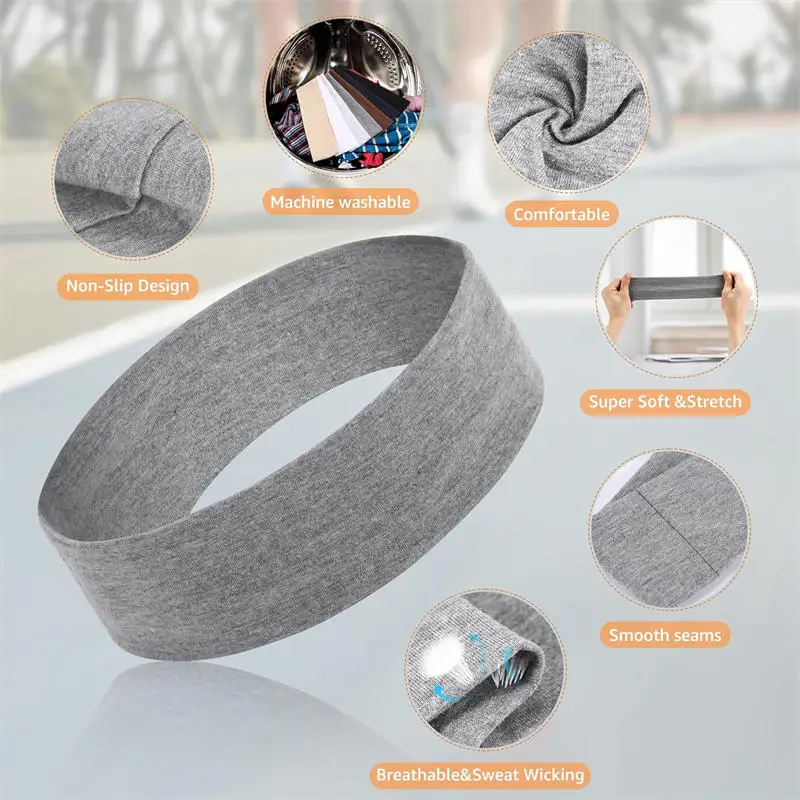 7Pcs Solid Color High Elasticity Headbands Yoga Exercise Headband Hair Accessories Sweat Absorbing Wide Edge Headband