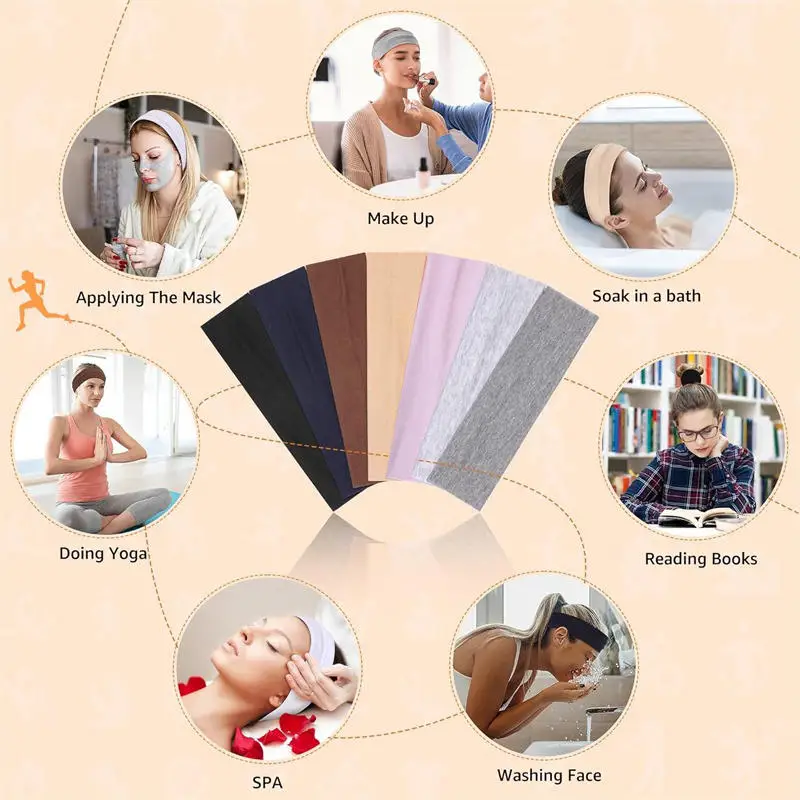 7Pcs Solid Color High Elasticity Headbands Yoga Exercise Headband Hair Accessories Sweat Absorbing Wide Edge Headband