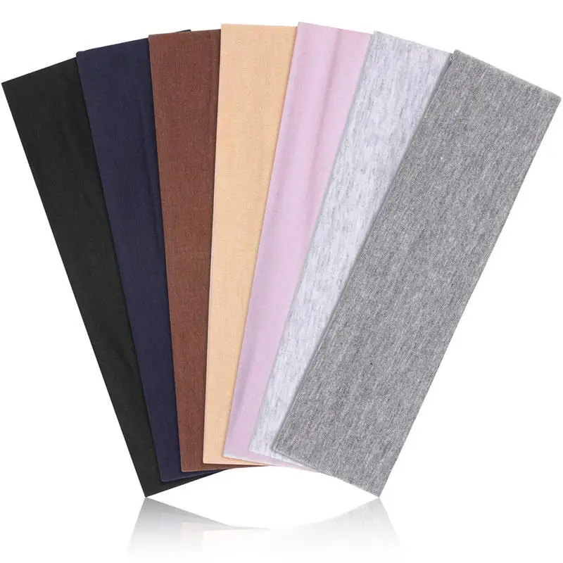 7Pcs Solid Color High Elasticity Headbands Yoga Exercise Headband Hair Accessories Sweat Absorbing Wide Edge Headband