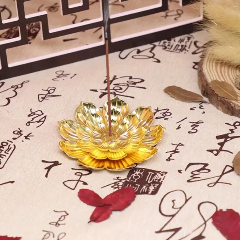 Incense Stick Holder Alloy Lotus Line Incense Burner Yoga Sage Sandalwood Coil Base Bronze Crafs Home Decor Christmas Gift