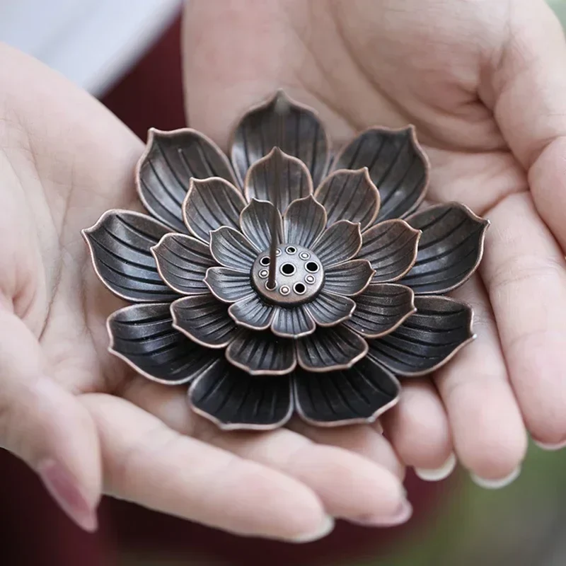 Incense Stick Holder Alloy Lotus Line Incense Burner Yoga Sage Sandalwood Coil Base Bronze Crafs Home Decor Christmas Gift