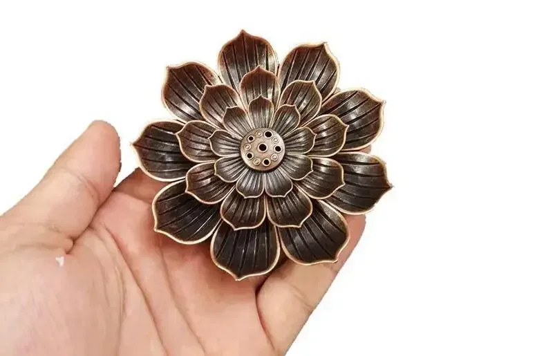 Incense Stick Holder Alloy Lotus Line Incense Burner Yoga Sage Sandalwood Coil Base Bronze Crafs Home Decor Christmas Gift